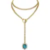 Cadena de Lazo de Corazón de Acero Inoxidable Dorada Transfronteriza para Mujer, Cadena para Clavícula Versátil de Acero Inoxidable de Doble Capa Ajustable de Lujo Ligero