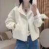 Estilo Coreano Casual Retro Cuadros de Diamantes Cremallera Chaqueta de Algodón Ropa de Abrigo para Mujer Otoño Invierno Holgada Adelgazante Versátil Tallas Grandes Ropa de Algodón