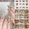 Conjunto Misto de Decorações para Unhas com Laços de Resina Rosa de 12 Peças, Acessórios Populares 3D de Laços para Unhas DIY