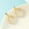 Aretes de Perla con Diamante Individual para Mujer, Elegantes y Sencillos, Nuevos Aretes de Moda 2019 con un Toque de Lujo, Estilo de Celebridad de Internet de Nicho, Aretes de Botón para Mujer
