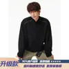 Camiseta básica Henry de un solo hombro con cuello, camiseta de manga larga para hombre, ropa interior estilo ean para estudiantes, otoño, cremallera, cl, marca de moda, deconstruida