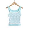 Conjunto de Colete Curto Colorido Empilhado Feminino Estilo Americano Verão Nova Spice Girl Renda Slim-Fit Emagrecedor Versátil Tendência Alça