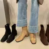 Botines color caqui de tacón grueso, corte ajustado, zapatos de mujer, nueva colección otoño/invierno 2024, estilo coreano, botines de moda, Botas Martin