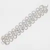 Joia Tendência da Moda Europeia e Americana, Pulseira Feminina Prateada Exagerada e Luxuosa com Strass, Estilosa e Elegante para Noivas. B149