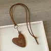 Ins Coreano Cuero Corazón Gato Monedero Colgante Collar Femenino Lindo Versátil Accesorios de Moda Cadena para Suéter