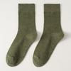 Calcetines de hombre de longitud media, calcetines de primavera y otoño, calcetines de algodón transpirables de malla, calcetines de negocios negros finos y absorbentes del sudor de color liso para hombre