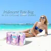 Bolsa de Playa Transparente Iridiscente para Mujer Transfronteriza, Bolsa Tote Grande de PVC Impermeable para Piscina y Viajes