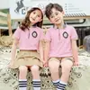 Uniformes de Jardim de Infância para Alunos do Ensino Fundamental Conjunto de Duas Peças de Manga Curta para o Verão Rosa Fresco e Confortável Uniformes Casuais de Classe Uniformes para Reuniões Esportivas
