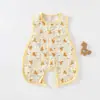 Macacão de Verão Fino para Bebê Recém-nascido Colete Sem Mangas Respirável Proteção da Barriga Criança Pequena Algodão Puro Roupa de Verão Infantil