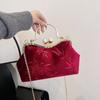 Comércio Exterior Transfronteiriço 2024 Nova Bolsa de Veludo Feminina Bolsa Sanduíche Ombro Portátil Crossbody Cheongsam Bag Artístico Guofeng Bag