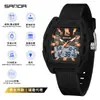 Reloj Juvenil Sanda Doble Zona Horaria Luminoso Multifuncional Unisex Electrónico Moda Tendencia Cronógrafo