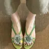 Primer Encuentro con las Sandalias Transpirables de Tacón Medio con Punta de Dedo y Adornos de Diamantes para Mujer, Zapatos Versátiles de Verano