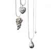 Collar de Cadena para Clavícula Deslizante con Colgante de Corazón Gota de Agua Cepillada, Lujo Ligero de Gama Alta, Elegante y Versátil para Mujer