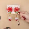 Novo Grampo de Cabelo Hanfu Estilo Chinês Fada para Meninas, Grampo Vermelho Estilo Antigo para Crianças com Laço, Acessório de Cabelo Festivo de Ano Novo