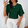 Camisas de Moda Transfronteriza Europea y Americana Color Sólido Cuello Redondo, Elegantes Camisas de Manga con Volantes, Primavera 2026