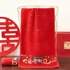 Toalla roja de boda 32 hilos toalla de regalo de boda toalla gruesa de longevidad cien años buen compañero regalo rosa hi pa