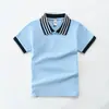 Camiseta de manga corta para niños polo para niños verano pequeño y uniforme de secundaria ropa de jardín algodón blanco azul 100-190