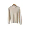 Suéter de punto básico de alta gama para mujer, cuello redondo, 100% lana pura, color liso, holgado, adelgazante, otoño e invierno 2026