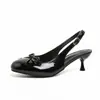 Sandalias de Tacón de Aguja Cerradas con Lazo Estilo Suave para Mujer, Nuevos Zapatos de Verano 2026 de Punta Redonda sin Espalda, Zapatos Versátiles de Hada