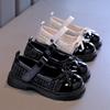 Zapatos de cuero estilo coreano para niñas, primavera y otoño 2025, nuevos zapatos de lazo estilo Chanel para niños de tamaño mediano, zapatos de princesa para niños de moda