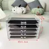 Caja de Almacenamiento de Joyería de Acrílico Gris Translúcido para Escritorio de Cinco Cajones Tipo Cajón Caja de Almacenamiento para Anillos Pendientes Caja para Accesorios de Uñas