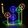 Espectáculo de luces LED, luces de estilo de molino de viento con muñeco de nieve para exteriores, diseño de fiesta de luces, escena nocturna, diseño brillante