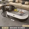 Mesa de centro em rocha sinterizada estilo nórdico, mesa de centro para sala de estar, design moderno e minimalista, novo modelo 2026, formato oval, adequada para apartamentos pequenos