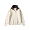 Suéter de solapa estilo americano para hombre, otoño e invierno 2026, tejido base de punto de cuello alto con media cremallera, suéter tipo chaqueta de alta gama