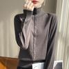 Europeo 2024 Otoño Nuevo Camiseta Base Jersey Botón Manga Larga Lana Suéter Tejido Top Invierno para Mujer
