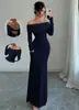 2026 Nuevo Otoño Transfronterizo de Un Hombro Moda Adelgazante Temperamento Socialité Sexy Vestido de Cadera Envuelta Ropa para Mujer