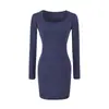 Vestido Preto Quadrado Europeu e Americano Garota Picante Feminino Outono Justo Emagrecedor Manga Longa Interna Saia Curta Sexy Que Marca o Quadril