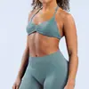 Sutiã esportivo de alta elasticidade, nylon fosco, sem costura, com gola halter para yoga, linda parte de trás, roupa íntima esportiva para mulheres, sutiã esportivo para usar por cima