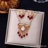 Cdd Estilo Palaciano do Oriente Médio Europeu e Americano Pedra Coral Strass Liga Irregular Conjunto de Colar e Brincos Femininos Direto da Fábrica de Origem