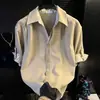 Camisa de Manga Media Plisada con Retazos Florales Estilo Old Money para Hombre, Camisa Casual Suelta de Manga Corta de Moda para Verano para Hombre