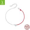 Pulsera de cuerda roja con abalorio de plata, nueva pulsera de la suerte con significado de paz, pulsera de plata de ley s925, joyería al por mayor