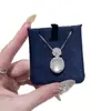 Collar de Ágata Blanca Redonda de Calcedonia de Hielo para Mujer Colgante Transparente de Hielo Alto Cadena para Clavícula Lujo Ligero Sentido de Gama Alta para Novia
