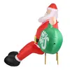 2.4m Papá Noel Inflable Sosteniendo Bolsa de Regalos en la Mano Papá Noel Sentado Inflable Luminoso LED Inflable de Bienvenida Inflable