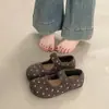 2026 Nuevos Zapatos de Suela Plana de Boca Baja con Velcro Terciopelo Otoño Temperamento Estilo Coreano Lunares Punta Redonda Zapatos Mary Jane Mujer