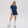 Conjunto de Camiseta Polo Estilo Americano para Mulheres, Verão Manga Curta Slim Fit Esportivo Yoga Tênis Roupa Fitness Conjunto de Duas Peças