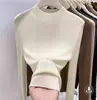 Suéter Macio de Tricô com Gola Alta Meia-Boca Novo Outono/Inverno 2026 para Mulheres, Suéter Ajustado ao Corpo, Camada Base Fina com Design de Gola Média
