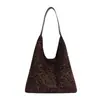 Bolso tote de ante con estampado de leopardo estilo coreano para mujer, nueva colección de otoño 2026, diseño retro, gran capacidad, versátil para el trabajo y los desplazamientos