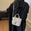 Moda Transfronteiriça 2025 Super Tendência Versátil Nicho Bolsa de Palha Nova de Alta Qualidade Estampada Bolsa Transversal Feminina