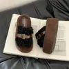 Pantuflas Peludas Exquisitas con Hebilla de Cinturón, Suela Gruesa, Estilo Vintage, para Mujer, Novedad Otoño/Invierno 2025, Zapatillas de Algodón de una Sola Tira