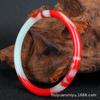 Material de Mongolia Exterior Pulsera de Jade Blanco y Rojo de Hotan Xinjiang Jade Seda Dorada Piedra Sangre de Pollo Redonda Jade Blanco Fino Anillo de Mano de Jade Pulsera de Jade