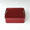 Caja Metálica Cuadrada Snack Galletas Chocolate Repostería Pastel de Piña Caja de Empaque con Cierre Té Verde Té Negro Lata de Té