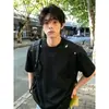 Camiseta de Verano para Hombre de Manga Corta con Parches Bordados Estilo Americano High Street, Look Fresco y Sofisticado, Hombro Normal, Top Versátil y Único