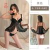 Meili Kou lencería sexy sexy escote en V profundo encaje seducción tirantes cama pasión perspectiva camisón conjunto mujer 1965