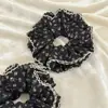 Scrunchie de Tecido Floral Pequeno Chique Estilo Coreano com Toque de Luxo, Corda de Cabelo para Rabo de Cavalo com Laço na Cintura, Elástico de Cabelo de Renda Versátil