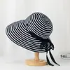 Nuevo Estilo Primavera y Verano Sombrero de Sol Rayado de Gama Alta para Mujer, Sombrero de Sol de Verano con Protección UV para Vacaciones en la Costa, Sombrero de Sol