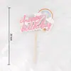 Paquete de 10 bolas de pelo para decorar tartas de cumpleaños, nubes, luna roja enchufable, nubes blancas, adornos de arcoíris para tartas, banderas.